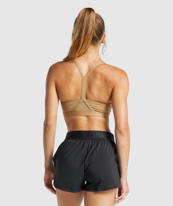 Damske Športové Podprsenky Gymshark V Neck Svetlo Hnede | BX6420358